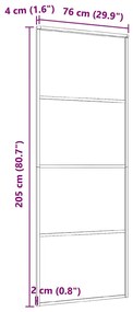 vidaXL Συρόμενη Πόρτα Λευκή Αμμοβολή 76 x 205 εκ. Γυαλί ESG/Αλουμίνιο