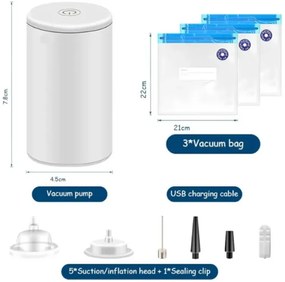 Αντλία Σφραγίσματος Τροφίμων Home&Marker Quickseal, πολυλειτουργική, φορητή, λευκή