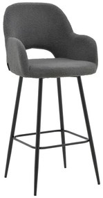 Σκαμπό bar Renish ύφασμα μπουκλέ γκρι και μεταλλικό μαύρο πόδι 51x57x114εκ 2αδα 51x57x114 εκ.