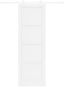 vidaXL Συρόμενη Πόρτα με Σετ Εξαρτημάτων Λευκή 78x232 εκ. Συμπαγές Ξύλο Πεύκου