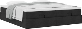 vidaXL Οθωμανικό Κρεβάτι με Στρώματα Μαύρο 200x200cm Ύφασμα