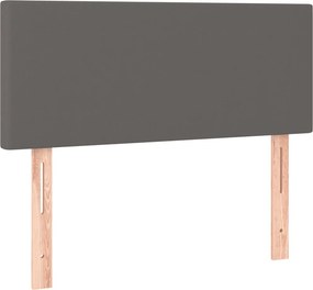 vidaXL Κρεβάτι Boxspring με Στρώμα Γκρι 120x190εκ. από Συνθετικό Δέρμα