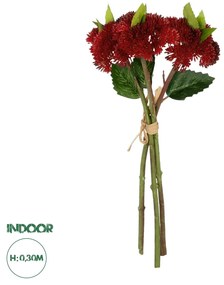 GloboStar® Artificial Garden RED SEDUM BOUQUET 21349 Τεχνητό Διακοσμητικό Μπουκέτο Κόκκινο Σέδο Y30cm