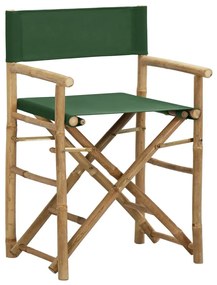 Καρέκλες Σκηνοθέτη Πτυσσόμενες 2 τεμ. Πράσινες Μπαμπού / Ύφασμα - Πράσινο