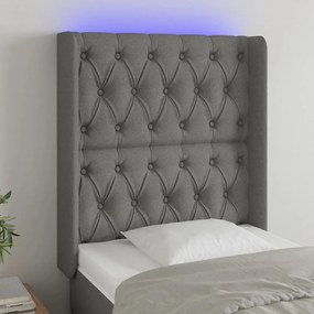 Κεφαλάρι Κρεβατιού LED Σκούρο Γκρι 83x16x118/128εκ. Υφασμάτινο 3124359