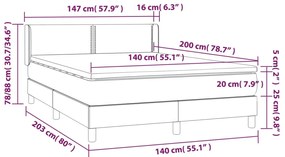 vidaXL Κρεβάτι Boxspring με Στρώμα Σκούρο Γκρι 140x200 εκ Υφασμάτινο