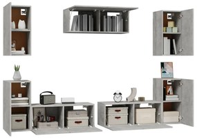 vidaXL Σετ Επίπλων Τηλεόρασης 7 Τεμαχίων Γκρι Σκυρ. Επεξεργασμένο Ξύλο