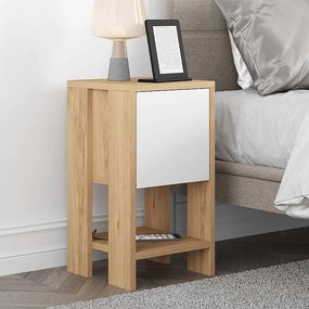 Κομοδίνο Ema Megapap χρώμα sapphire oak - λευκό 30x30x55εκ.-GP037-0010,5