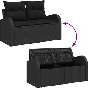 vidaXL Σετ Καναπέ Κήπου με αποθήκευση 5 pcs Μαύρο συνθετικό ρατάν