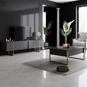 Τραπεζάκι Σαλονιού Ανθρακί / Χρυσό FLUPER 90x60x40