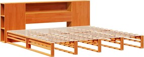 vidaXL Κρεβάτι Βιβλιοθήκη Χωρίς Στρώμα Καφέ 200x200 εκ Μασίφ Πεύκο