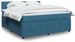 vidaXL Κρεβάτι Boxspring με Στρώμα Μπλε 180x200 εκ. Βελούδινο