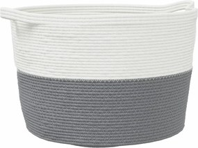 vidaXL Καλάθι Απλύτων Γκρι και Λευκό Ø60x36 εκ. Βαμβακερό