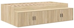 vidaXL Κρεβάτι με αποθηκευτικό χώρο Sonoma Δρυς 100 x 200 cm