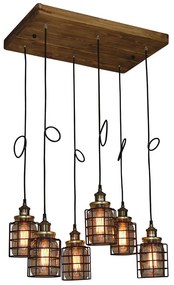 Φωτιστικό Οροφής - Ράγα HL-2248JG-6P 77-3072 Okda Black Mat Homelighting Wood, Glass