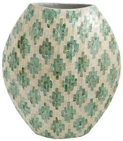 Artekko Artekko Ivory Διακοσμητικό Βάζο Paper Powder Capiz Πράσινο Λευκό (38x18x45)cm 48754