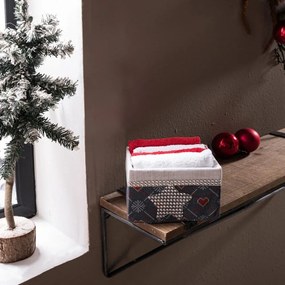 Λαβέτες Χριστουγεννιάτικες Σε Κουτί Δώρου Box 3011 (Σετ 4τμχ) White-Red Teoran Σετ Πετσέτες