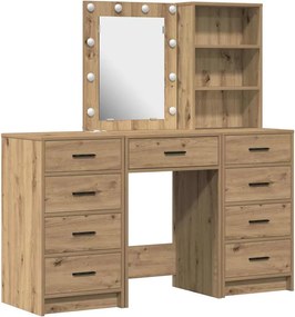 vidaXL Τραπέζι περιποίησης με συρτάρι 3 pcs Καφέ Επεξεργασμένο ξύλο