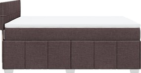 vidaXL Κρεβάτι Boxspring με Στρώμα Σκούρο Καφέ 140x200 εκ Υφασμάτινο