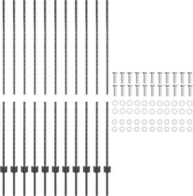 vidaXL Στύλος Περιφράξεων 11 pcs Γκρι 150 cm Ατσάλι