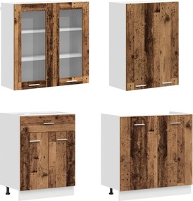 vidaXL Μονάδα κουζίνας LYON 4 pcs Παλαιωμένο ξύλο Επεξεργασμένο Ξύλο