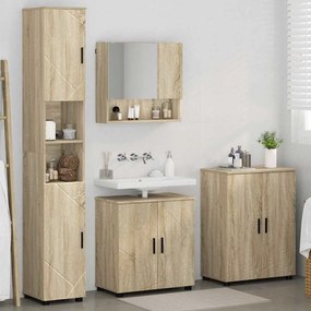 vidaXL Σετ Επίπλων Μπάνιου με πόρτα 4 pcs Sonoma Δρυς 61 x 35 x 64 εκ.