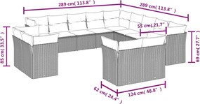 vidaXL Σετ Καναπέ Κήπου 13τεμ Μπεζ Συνθ. Ρατάν με Μαξιλάρια