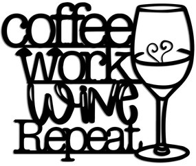 Διακοσμητικό Τοίχου Coffee Repeat 891TNL3412 50x40cm Black Wallity Μέταλλο