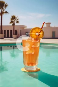 Σετ των 2 Intra Συλλεκτικό Ξύλινο Παζλ Plywood  4mm - Δροσιστικό ποτό πορτοκαλιού δίπλα στην πισίνα Σε Ξύλινο Κουτί - Διαστάσεις: 10x10 cm – 25 κομμάτια