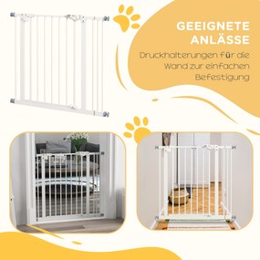 Dog Door Gate Barrier Pet Gate Metal Plastic 74-87cm Λευκό