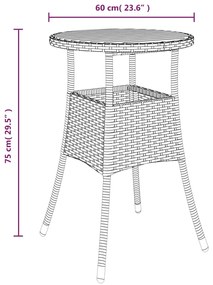 vidaXL Τραπέζι Κήπου Μαύρο Ø60 x 75 εκ. Συνθετικό Ρατάν/Ξύλο Ακακίας