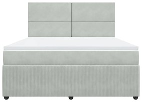 vidaXL Κρεβάτι Boxspring με Στρώμα Ανοιχτό Γκρι 180x200 εκ. Βελούδινο