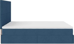 vidaXL Οθωμανικό κρεβάτι με στρώματα μπλε 180x200cm ύφασμα