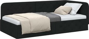 vidaXL Κρεβάτι Γωνίας Μαύρο 100 x 200 cm ύφασμα