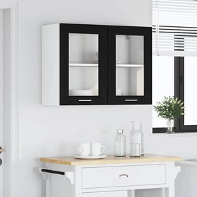 vidaXL Κρεμαστό ντουλάπι με ράφι Lyon Μαύρη Οξυά 80 x 31 x 60 εκ