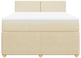 vidaXL Κρεβάτι Boxspring με Στρώμα Κρεμ 140x190 εκ. Υφασμάτινο