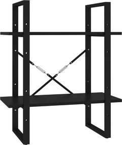 vidaXL Βιβλιοθήκη με 2 Ράφια Μαύρη 60 x 30 x 70 εκ. από Επεξ. Ξύλο