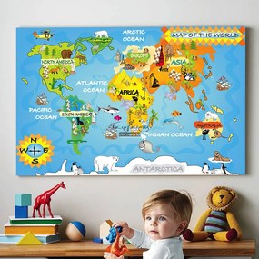 Παιδικός καμβάς σε πίνακα χάρτης με ζώα KNV080 30cm x 40cm