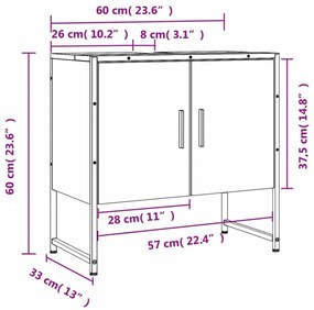 Ντουλάπι Νιπτήρα Μπάνιου Μαύρο 60x33x60 εκ. Επεξεργασμένο Ξύλο - Μαύρο