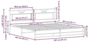 Σκελετός Κρεβ. Χωρίς Στρώμα Καφέ Δρυς 200x200 εκ. Μεταλλικό - Καφέ