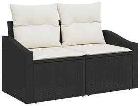 vidaXL Set καναπέ κήπου 7 τεμαχίων με μαξιλάρια Μαύρο Συνθετικό ρατάν