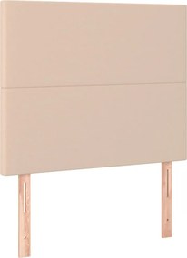 vidaXL Κρεβάτι Boxspring Στρώμα&amp;LED Καπουτσίνο 90x190 εκ. Συνθ. Δέρμα