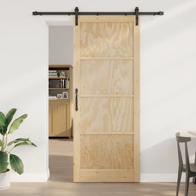 vidaXL Συρόμενη Πόρτα  με Σετ Χαρτικών 93x232 εκ. Συμπαγές Ξύλο Πεύκου