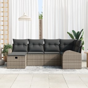 vidaXL Σετ 6 Τεμαχίων Καναπέ Κήπου με Μαξιλάρια Γκρι Πολυρατάν