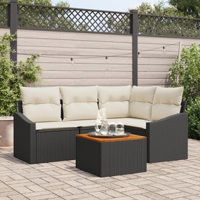 vidaXL Σετ Καναπέ Κήπου 5 pcs Μαύρος, λευκός 55 x 55 x 37 εκ