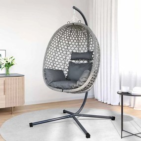 vidaXL Κρεμαστή καρέκλα αυγό ανθρακί και γκρι 104 x 100 x 191 εκ