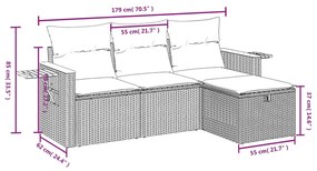 vidaXL Σετ Καναπέ Κήπου 4 τεμ. Μικτό Μπεζ Συνθετικό Ρατάν με Μαξιλάρια