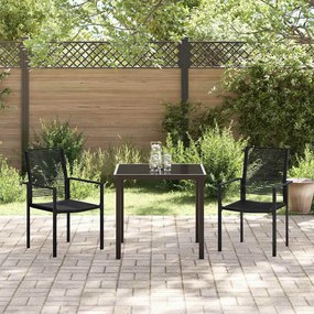 vidaXL Σέτ φαγητού για κήπο 3 pcs Μαύρο PVC ρατάν