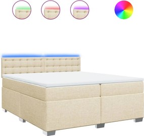vidaXL Κρεβάτι Boxspring με Στρώμα Κρεμ 200x200 εκ. Υφασμάτινο