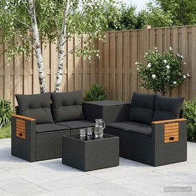 vidaXL Σετ Καναπέ 6 τμχ. Μαύρο 55 x 55 x 37 εκ Πολυ-ρακί και Χάλυβας